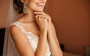 Bride smiling in a wedding dress