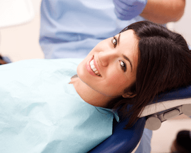 Woman relaxing in dental chair