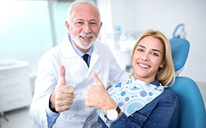 Emergency dentist in Bothell and patient giving thumbs up sign