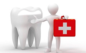 Diagram of man holding kit for dental emergencies in Bothell